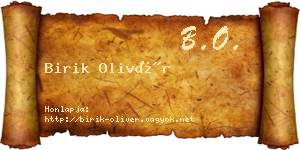 Birik Olivér névjegykártya